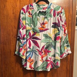 Chico's Multicolor Leaf Print Blouse